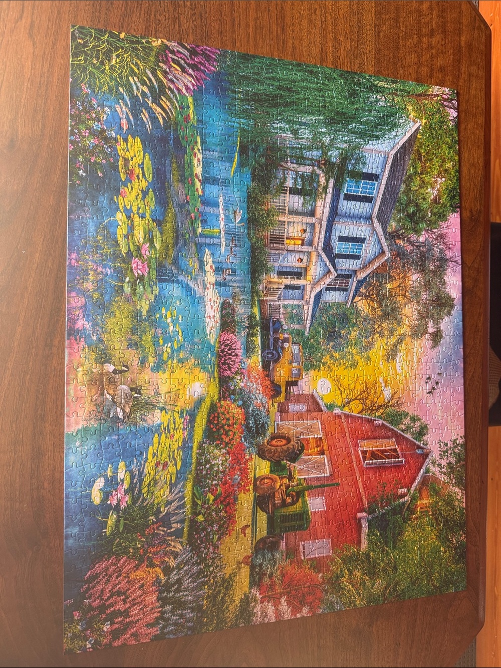 Buffalo Scenic Cottage & Pond Puzzle - Colorful Countryside